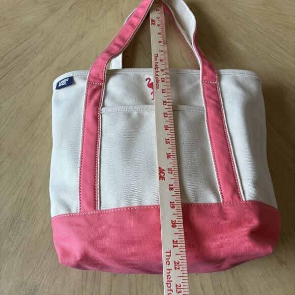 Lands End Boat Tote Large Canvas Bag 6 Pocket Pink Flamingo Embroidered Beach - Picture 6 of 11